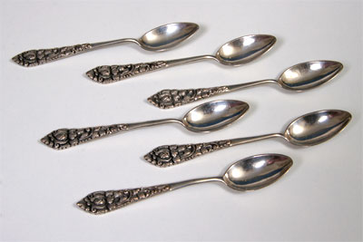 6 Djokja theelepels zilver