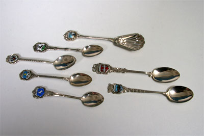 Theelepels en suikerschep zilver